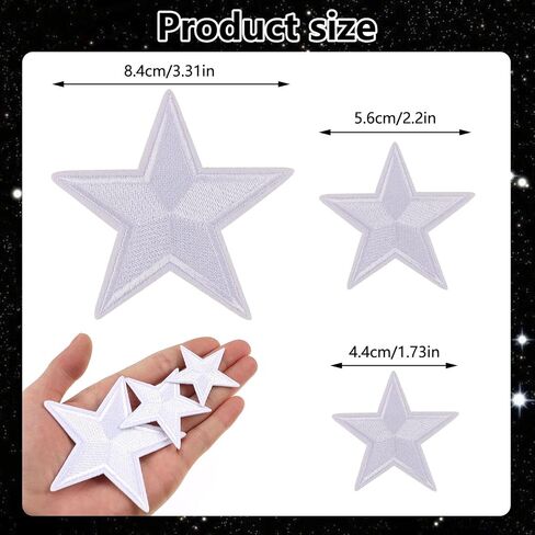 15PCS Star Iron on Patches, Embroidered Repair Patch, Star Sew On/Iron On Patch Applique for Clothes, Dress, Hat, Jeans, Backpacks, Jackets, DIY Accessories (White) in Saudi Arabia