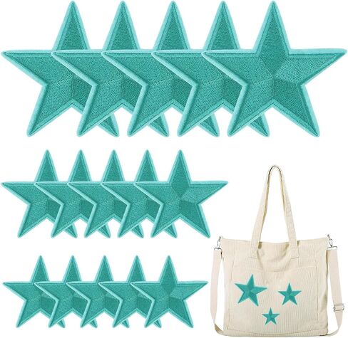 15PCS Star Iron on Patches, Embroidered Repair Patch, Star Sew On/Iron On Patch Applique for Clothes, Dress, Hat, Jeans, Backpacks, Jackets, DIY Accessories (White) in Saudi Arabia