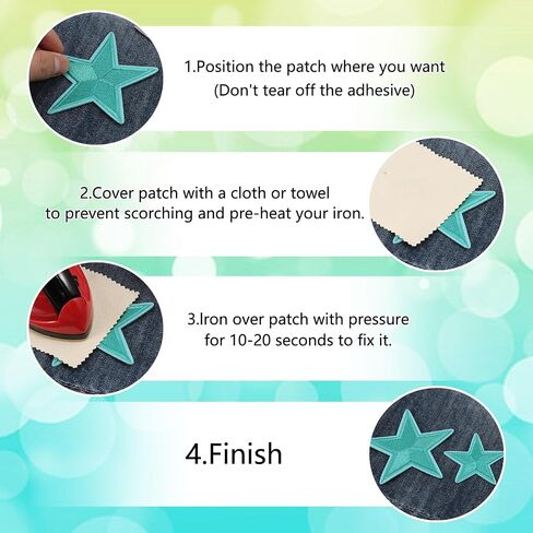 15PCS Star Iron on Patches, Embroidered Repair Patch, Star Sew On/Iron On Patch Applique for Clothes, Dress, Hat, Jeans, Backpacks, Jackets, DIY Accessories (White) in Saudi Arabia