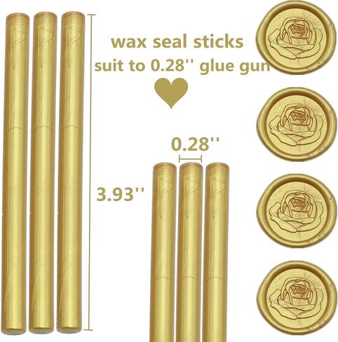 Wax Seal Sticks Light Gold, WAXNAGO 40 pcs Glue Gun Wax Sealing Sticks for Wax Seal Stamp, Mini Wax Gun Sticks for 0.28 Glue Gun, Wedding Sealing Wax Sticks (Light Gold) in Saudi Arabia