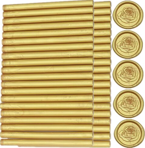 Wax Seal Sticks Light Gold, WAXNAGO 40 pcs Glue Gun Wax Sealing Sticks for Wax Seal Stamp, Mini Wax Gun Sticks for 0.28 Glue Gun, Wedding Sealing Wax Sticks (Light Gold) in Saudi Arabia