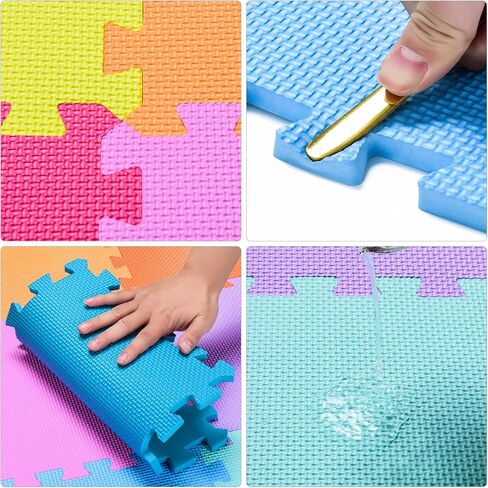 QQPP EVA RUBBER 18 TILES TILES FOMSGING FOM FOAM FLOUSTER - حصيرة لعب الأطفال للعب | حصيرة تمرين للتمرين المنزلي. أبيض ، أخضر ، رمادي. QC-AHLB18N in Kuwait