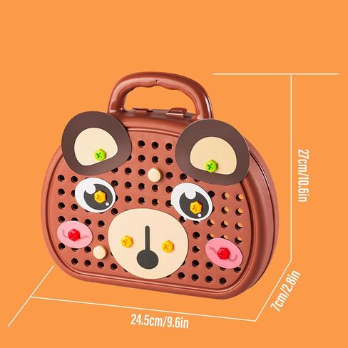 Magic Montessori Play Toolbox with Drill, 203Pcs Magic Montessori Play Toolbox Bear-Themed, 2D/3D Creativity Tool Box Montessori Toys Gift for Age 3-12 Years Old Boys Kids, Girls in Saudi Arabia