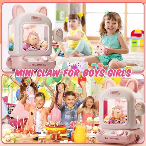 Claw Machine for Kids,Mini Vending Machine, Prize Dispenser Toys for Girls and Boys, Electronic Arcade Game for Party Birthdays Includes 32 Mini Toys(Pink) in Saudi Arabia