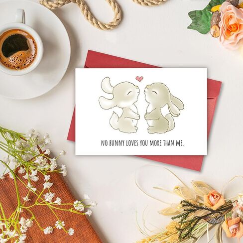 Funny Animal Pun Easter Card for Wife Husband Girlfriend Boyfriend, Cute birthday Card for Daughter Son, Love card, No Bunny Loves You More Than Me in Kuwait