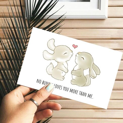 Funny Animal Pun Easter Card for Wife Husband Girlfriend Boyfriend, Cute birthday Card for Daughter Son, Love card, No Bunny Loves You More Than Me in Kuwait