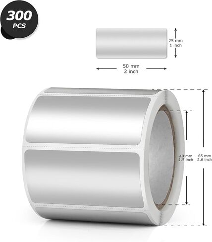 Silver Thermal Labels Vinyl 2 Inch Self-Adhesive Metallic Direct Dot Stickers Roll Waterproof Circle Decals Printable Name Tag for QR Code DIY Address 300 PCS in Saudi Arabia
