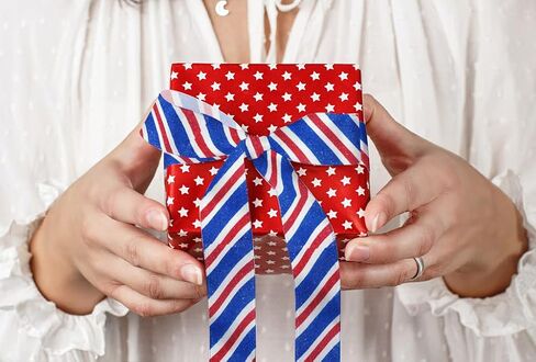 Threetols Patriotic Wired Edge Ribbon 2.5" 10 Yards, Memorial Day Red Blue Glitter Wired Ribbon Patriotic Ribbon Red Blue Stripe Ribbons for 4th of July Holiday Party DIY Craft Decoration Wreath Bow in Saudi Arabia