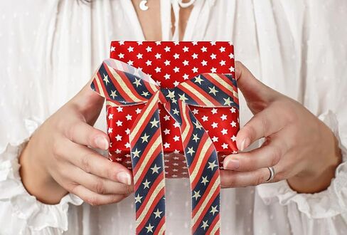 Threetols Patriotic Wired Edge Ribbon 2.5" 10 Yards, Memorial Day Red Blue Glitter Wired Ribbon Patriotic Ribbon Red Blue Stripe Ribbons for 4th of July Holiday Party DIY Craft Decoration Wreath Bow in Saudi Arabia