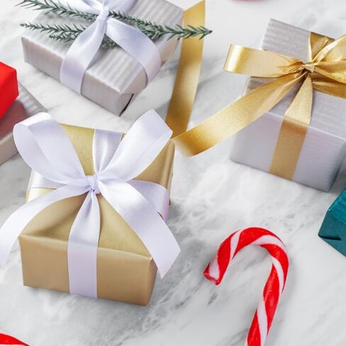 الشريط الأبيض: 3/8 بوصة × 25 ياردة شرائط النسيج الحرفية لالتفاف الهدايا ، باقة الزهور ، عيد الميلاد ، أقواس مصنوعة يدويًا وزينة حفل الزفاف in Saudi Arabia