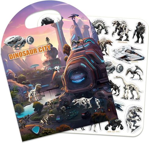 Reusable Sticker Books for Kids 2-4, Mecha Dinosaurs Jelly Stickers for Toddlers Boys Girls Road Trip Airplane Train Travel Essentials Toy Quiet Busy Book Preschool Learning Activities in Saudi Arabia