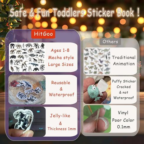 Reusable Sticker Books for Kids 2-4, Mecha Dinosaurs Jelly Stickers for Toddlers Boys Girls Road Trip Airplane Train Travel Essentials Toy Quiet Busy Book Preschool Learning Activities in Saudi Arabia