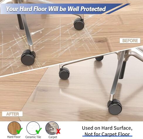 Warmstar Clear Office Chair Mat for Hardwood Floor,48"x53" Plastic Floor Mat Clear Rolling Mat for Office Chair No Curling,Heavy Duty Clear Desk Chair Mat Wood Tile Floor Mat for Office & Home in Saudi Arabia