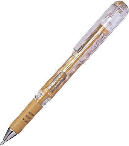 Pentel Hybrid Gel Grip Metallic Rollerball Pen - 1.0mm - Gold Ink - Single in Saudi Arabia