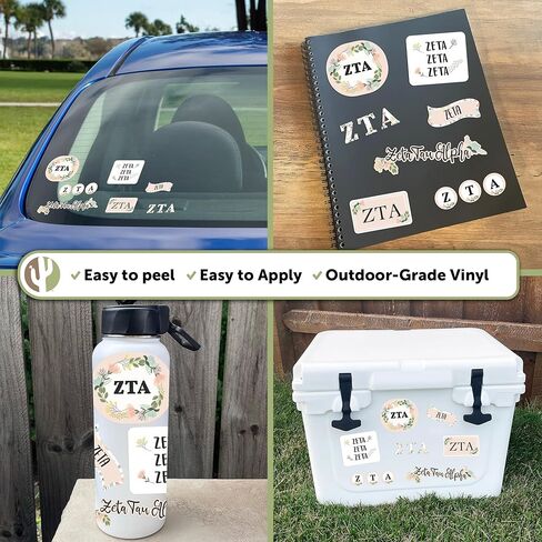 Desert Cactus Zeta Tau Alpha Sticker Classic Floral Decal Laptop Water Bottle Car (Sheet C. Floral) in Saudi Arabia