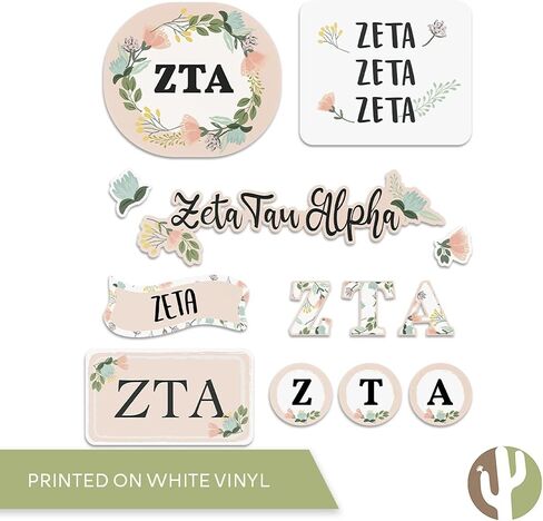 Desert Cactus Zeta Tau Alpha Sticker Classic Floral Decal Laptop Water Bottle Car (Sheet C. Floral) in Saudi Arabia