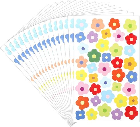 ملصقات زهرة Simarro 585pcs للأطفال ، ملصقات صغيرة ذاتية اللصق ، شارات زهرة مقاومة للماء لزجاجة المياه ، الكمبيوتر المحمول ، السيارة ، حالة الهاتف المحمول ، حرفة فنية ومكافآت فئة in Kuwait