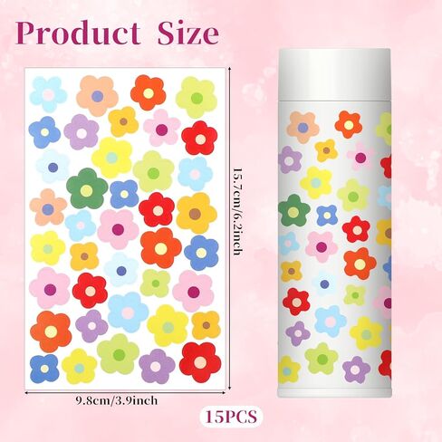 ملصقات زهرة Simarro 585pcs للأطفال ، ملصقات صغيرة ذاتية اللصق ، شارات زهرة مقاومة للماء لزجاجة المياه ، الكمبيوتر المحمول ، السيارة ، حالة الهاتف المحمول ، حرفة فنية ومكافآت فئة in Kuwait