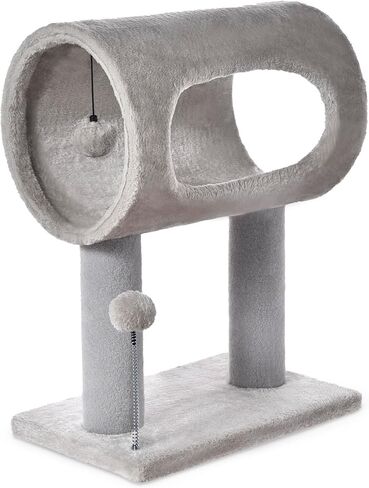 Cat Craft Scratfer Post 20.5 "Cat Tree with Tunnel Carpet Cat Tower Tower Tree Tree Tree مع كرة معلقة للقطات الداخلية والرمادية in Kuwait