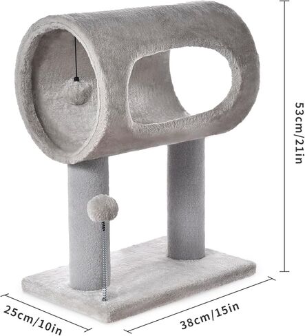 Cat Craft Scratfer Post 20.5 "Cat Tree with Tunnel Carpet Cat Tower Tower Tree Tree Tree مع كرة معلقة للقطات الداخلية والرمادية in Kuwait