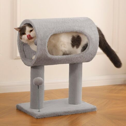 Cat Craft Scratfer Post 20.5 "Cat Tree with Tunnel Carpet Cat Tower Tower Tree Tree Tree مع كرة معلقة للقطات الداخلية والرمادية in Kuwait