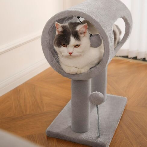 Cat Craft Scratfer Post 20.5 "Cat Tree with Tunnel Carpet Cat Tower Tower Tree Tree Tree مع كرة معلقة للقطات الداخلية والرمادية in Kuwait