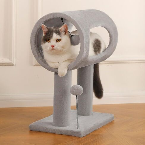 Cat Craft Scratfer Post 20.5 "Cat Tree with Tunnel Carpet Cat Tower Tower Tree Tree Tree مع كرة معلقة للقطات الداخلية والرمادية in Kuwait