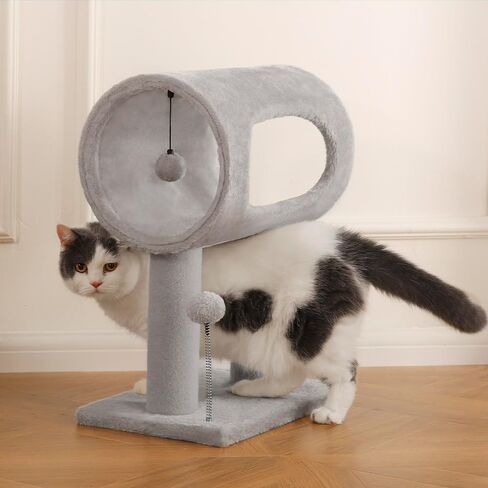 Cat Craft Scratfer Post 20.5 "Cat Tree with Tunnel Carpet Cat Tower Tower Tree Tree Tree مع كرة معلقة للقطات الداخلية والرمادية in Kuwait