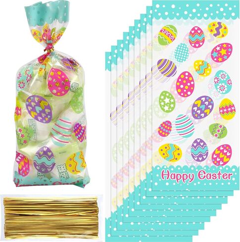 Chuangdi 100 Pack Easter Treat Acags Bunny Cellophane Bag Bag Easter Egge Goodie Goyikes Gift for Party Form in Kuwait
