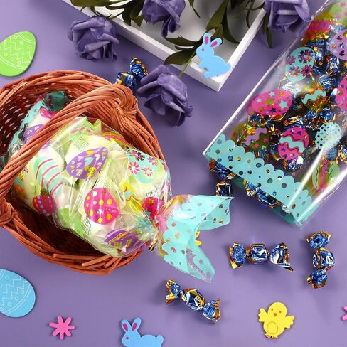 Chuangdi 100 Pack Easter Treat Acags Bunny Cellophane Bag Bag Easter Egge Goodie Goyikes Gift for Party Form in Kuwait