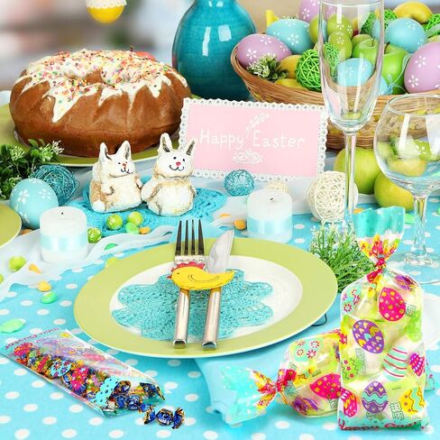Chuangdi 100 Pack Easter Treat Acags Bunny Cellophane Bag Bag Easter Egge Goodie Goyikes Gift for Party Form in Kuwait