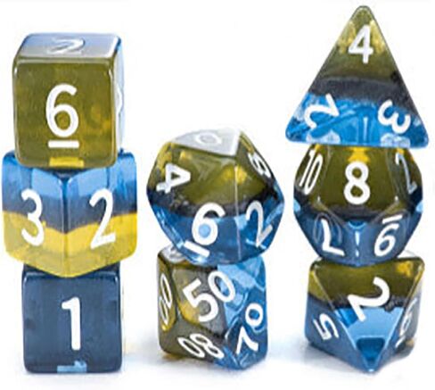 Gake Keeper Games & Dice: Sui Generis Dice - Electric Bumble Bee - Black & Yellow - 7 قطع مجموعة من الراتنج ، ملحق لعبة لعب الأدوار ، 5 طبقة زهر in Saudi Arabia