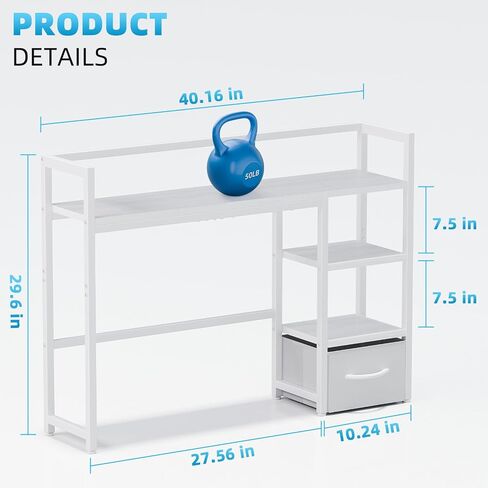 Marbrasse Desk Shelf مع درج ، 40 بوصة قفص مكتب لرصد الكمبيوتر ، رف المكتب لأعلى مكتب ، رف تخزين الكتب على سطح المكتب الخشبي للمكتب المنزلي - بني داكن. in Kuwait