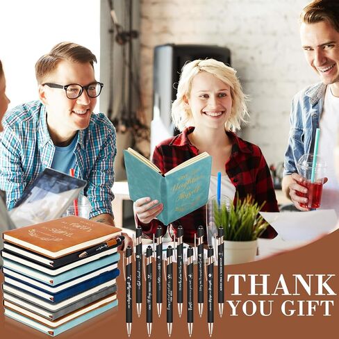 10 Set Christian Journals Notebooks A5 Leather Lined Journals Christian Pens Bible Verse Pens for Men Women Inspirational Teacher Gifts Church Event Birthday Gifts (Black) in Kuwait