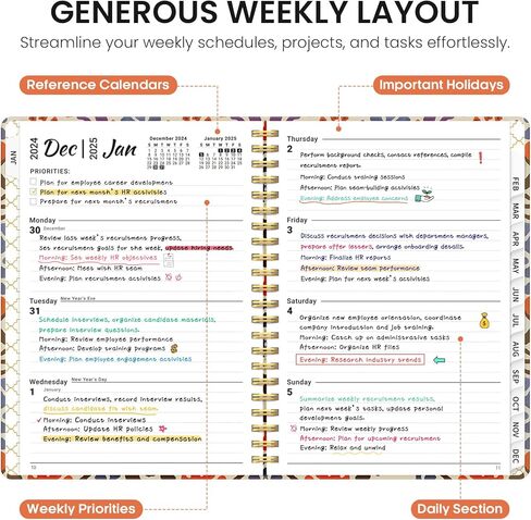 2025 Planner - مخطط أسبوعي وشهري ، يناير 2025 إلى ديسمبر 2025 ، كتاب مخطط تقويم Hardcover 2025 مع علامات تبويب شهرية ، جيب داخلي ، مثالي للودادة المدرسية المنزلية المكتبية - A5 (6.3 "× 8.5") ، حديقة مجردة in Kuwait