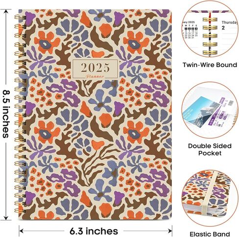 2025 Planner - مخطط أسبوعي وشهري ، يناير 2025 إلى ديسمبر 2025 ، كتاب مخطط تقويم Hardcover 2025 مع علامات تبويب شهرية ، جيب داخلي ، مثالي للودادة المدرسية المنزلية المكتبية - A5 (6.3 "× 8.5") ، حديقة مجردة in Kuwait