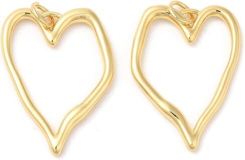 UR URLIFEHALL 10 Pcs Real 18K Gold Plated Charms Brass Heart Charms Hollow Heart Linking Rings with Jump Ring for DIY Earrings Necklace Bracelet Making in Saudi Arabia
