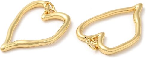 UR URLIFEHALL 10 Pcs Real 18K Gold Plated Charms Brass Heart Charms Hollow Heart Linking Rings with Jump Ring for DIY Earrings Necklace Bracelet Making in Saudi Arabia