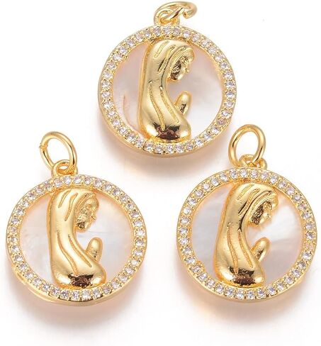 UR URLIFEHALL 10 Pcs Real 18K Gold Plated Charms Brass Heart Charms Hollow Heart Linking Rings with Jump Ring for DIY Earrings Necklace Bracelet Making in Saudi Arabia