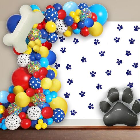 106pcs Birthday Balloons Garland Arch Kit 18/12/10/5 with Print Balloons for Party Birthday Decorations, Dog Party Supplies for Boys in Saudi Arabia