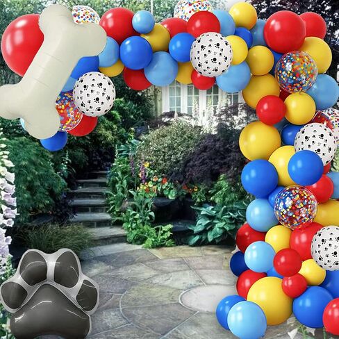 106pcs Birthday Balloons Garland Arch Kit 18/12/10/5 with Print Balloons for Party Birthday Decorations, Dog Party Supplies for Boys in Saudi Arabia