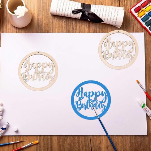 12pcs عيد ميلاد سعيد الخشب DIY قواطع الفراغات الخشبية عيد ميلاد سعيد جولة على شكل حلي معلقة مع حفرة الحبال Hempt العلامات الخشبية لدش الطفل ديكورات حفلة عيد ميلاد الطفل in Kuwait