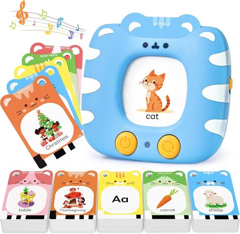 Talking Flash Cards for Toddlers 1-5 Clear Voice & Thick Cards & Easy to Slide in and Out, Independent Play & Speech Development Toys, 16 Topics in Kuwait