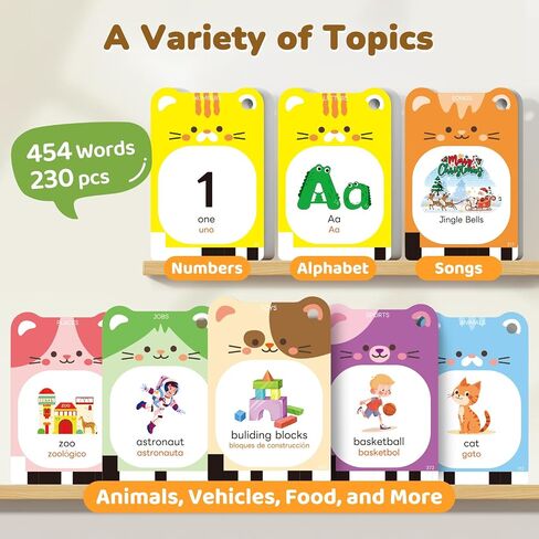 Talking Flash Cards for Toddlers 1-5 Clear Voice & Thick Cards & Easy to Slide in and Out, Independent Play & Speech Development Toys, 16 Topics in Kuwait