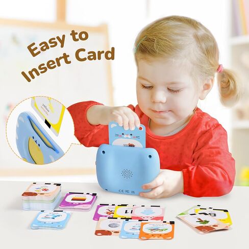 Talking Flash Cards for Toddlers 1-5 Clear Voice & Thick Cards & Easy to Slide in and Out, Independent Play & Speech Development Toys, 16 Topics in Kuwait