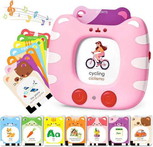 Talking Flash Cards for Toddlers 1-5 Clear Voice & Thick Cards & Easy to Slide in and Out, Independent Play & Speech Development Toys, 16 Topics in Kuwait