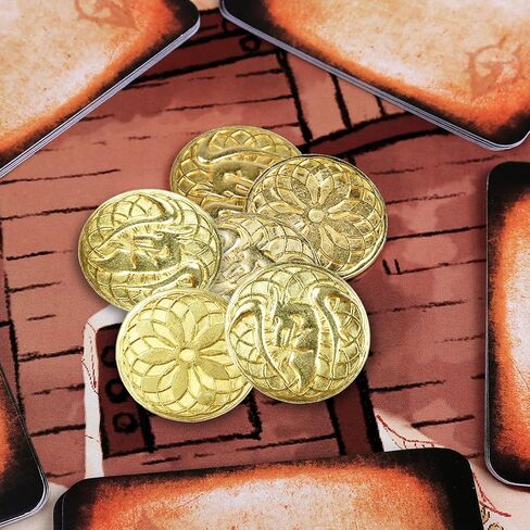 50 PCS Gold Coins & PU Leather Bag, DND Metal Coins, Fantasy Coins Treasure for Board Games, Fake Coins As Game Tokens for Dungeons & Dragons, Tabletop TTRPG Games Medieval Retro Accessories Addons in Kuwait