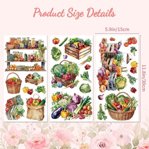 Rub on Transfer Decal Dinnerware for Furniture Craft Kitchen Refrigerator Cooking Bench Restaurant Decor 6"x12", 3Pcs Waterproof UV DTF Transfer Sticker for Glass Porcelain Wood Plastic in Kuwait