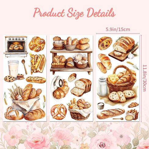 Rub on Transfer Decal Dinnerware for Furniture Craft Kitchen Refrigerator Cooking Bench Restaurant Decor 6"x12", 3Pcs Waterproof UV DTF Transfer Sticker for Glass Porcelain Wood Plastic in Kuwait