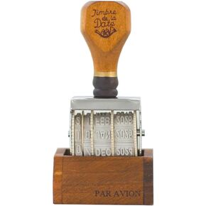 Roller Date Stamp, Rubber Stamp with Wooden Handle & Base, Date Stamper for DIY Craft Card Making Planner Scrapbooking (1 Pack)